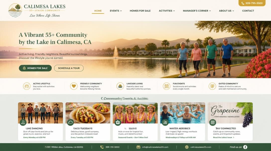 Calimesa Lakes 55+ Community website preview